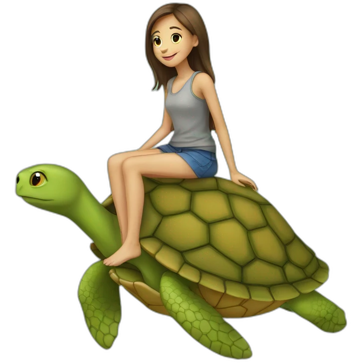 Fille sur une tortue emoji