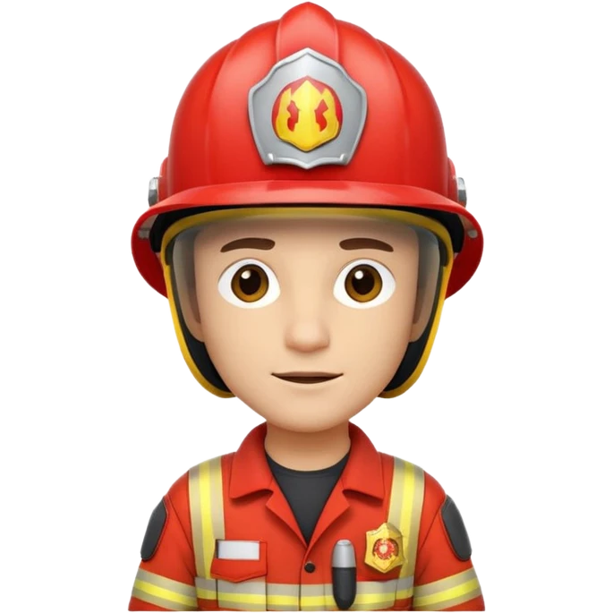 bombero de Cataluña, uniforme rojo y amarillo, casco distintivo emoji