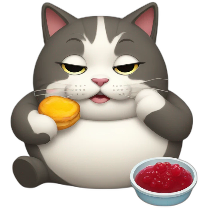 Fat cat eating jam emoji