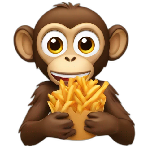 Monkeys eating chicken fries emoji
