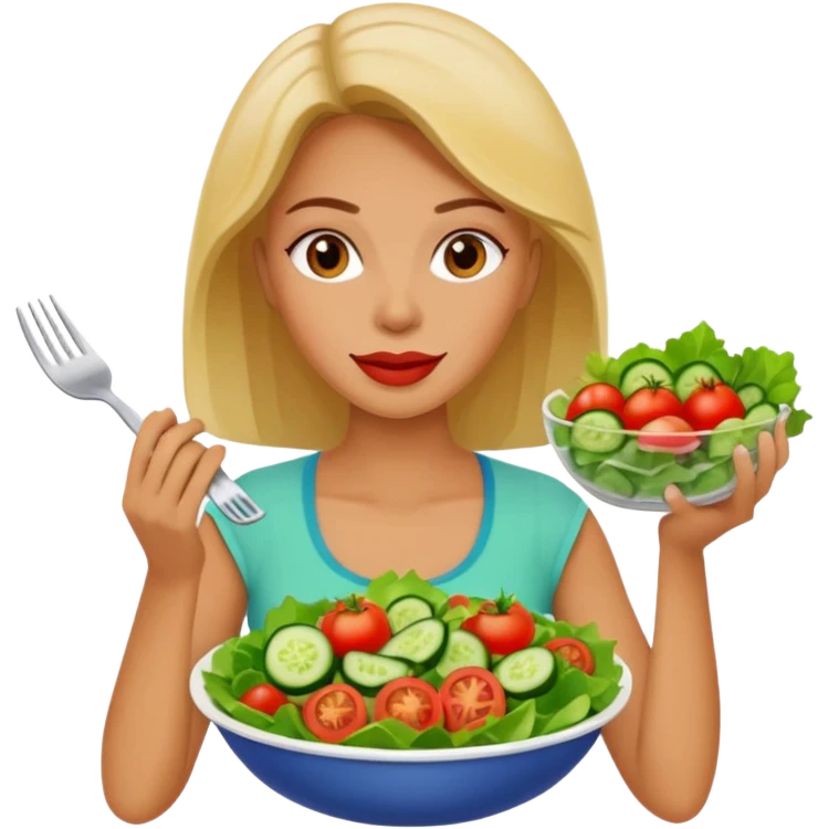women eating healthy food emoji