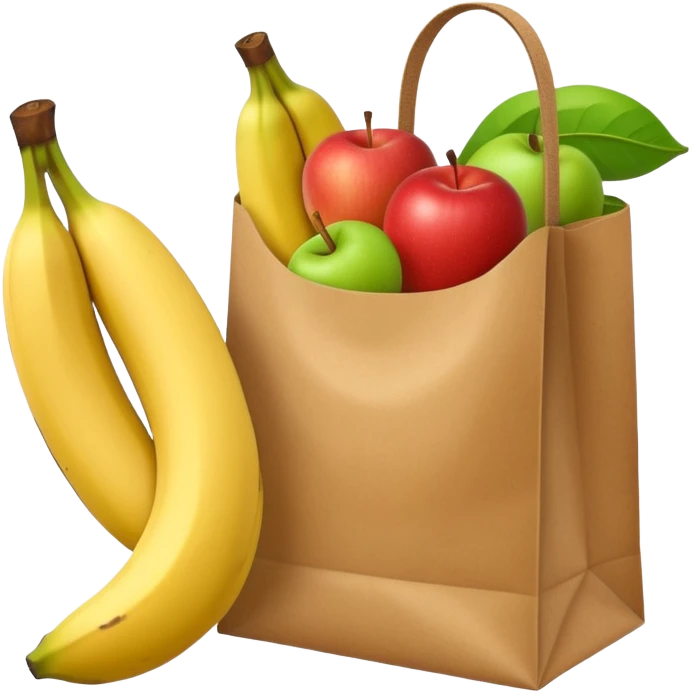 1 bag and 1 food item eg banana and apple emoji