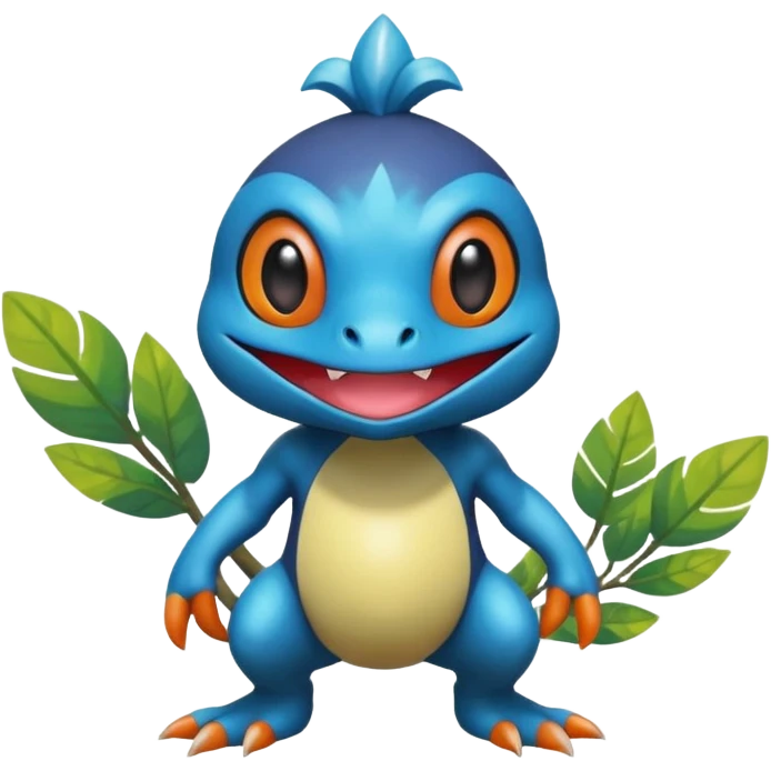 Elemental shimmering lucky charming smiling cute Croagunk-Dragalge-Hawlucha-Pokémon-Fakémon-hybrid-creature emoji