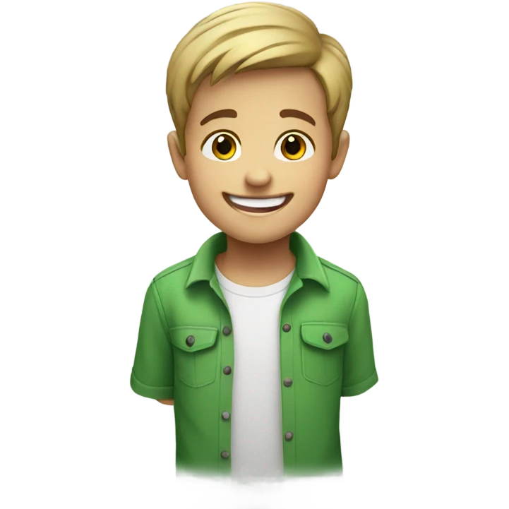 smiling boy in green shirt emoji