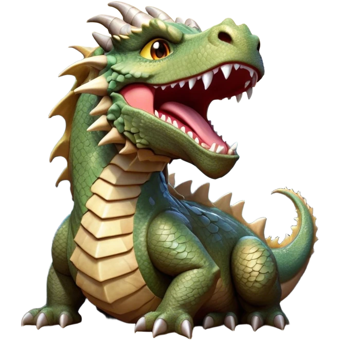 Cinematic Cute Yawning Giant Rock Dragon Portrait Emoji, Head tilted slightly with a dramatic, wide-open yawn, revealing a colossal, rugged body with weathered, rock-like scales and subtly drooping, earthy features rendered in authentic, stony texture; high shine, relaxed yet powerful, styled with a dash of timeless geological charm, soft glowing outline, capturing the essence of a sleepy but stoic rock behemoth ready to settle into an ancient, enduring slumber! emoji