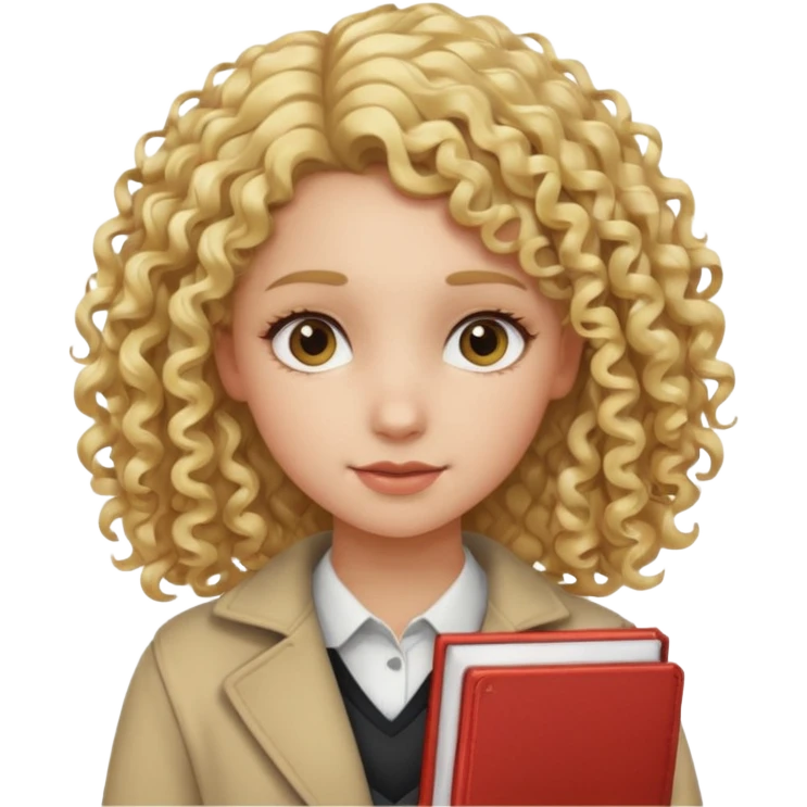 girl student , curly blone hair, half body emoji