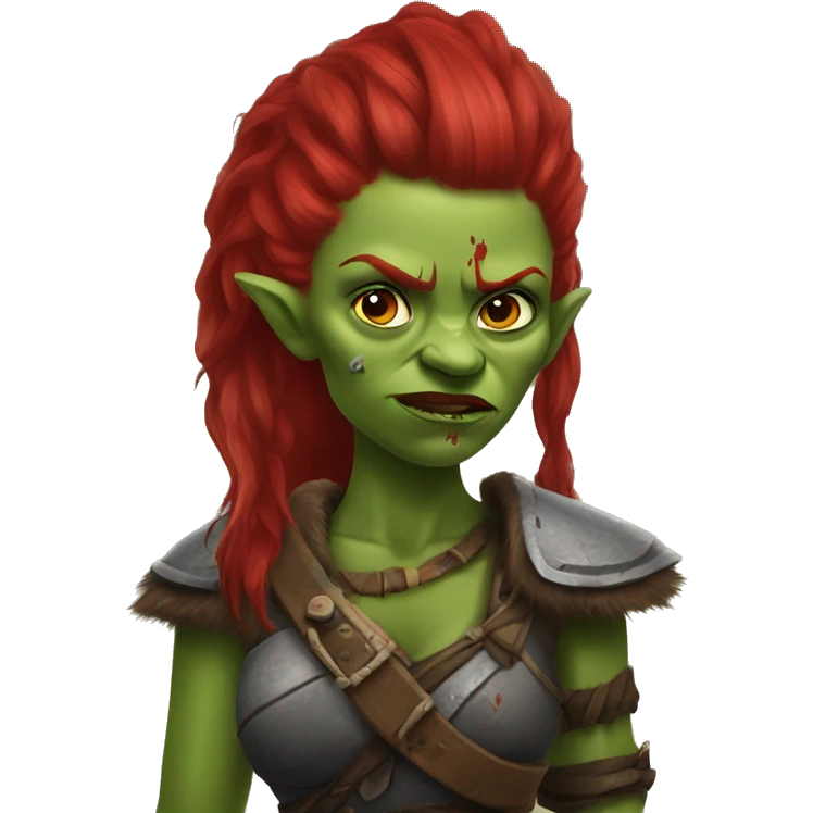 Berserker orc woman with red beard & red mohican emoji