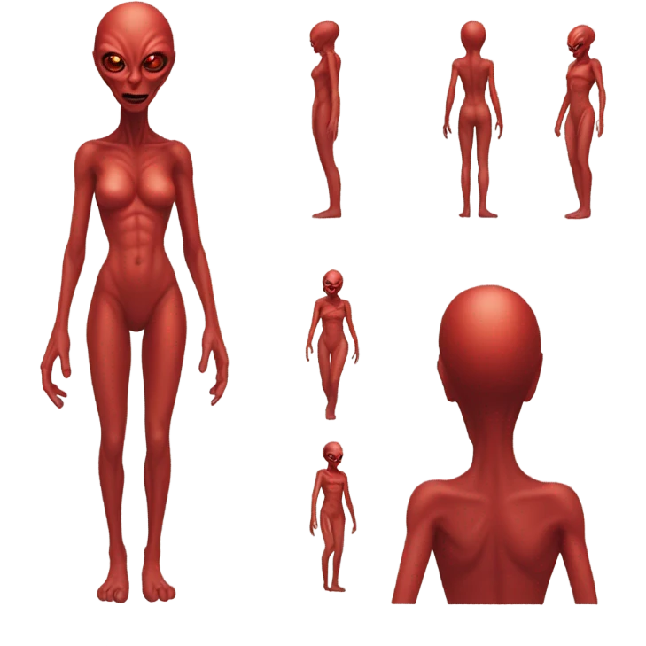 a red alien woman full body emoji
