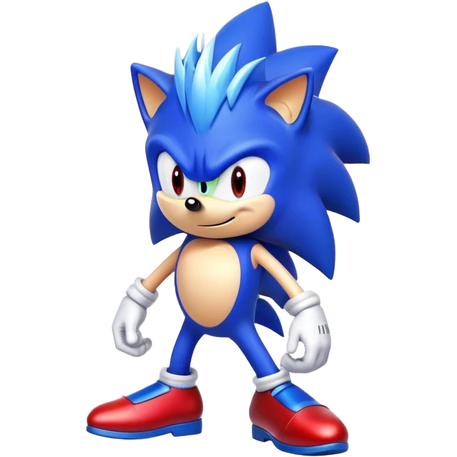 Sonic the Hedgehog with blue spiky hair, red shoes, confident pose emoji