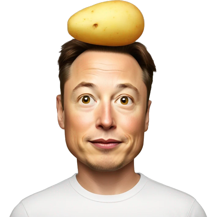 Elon musk with a potato on his head emoji