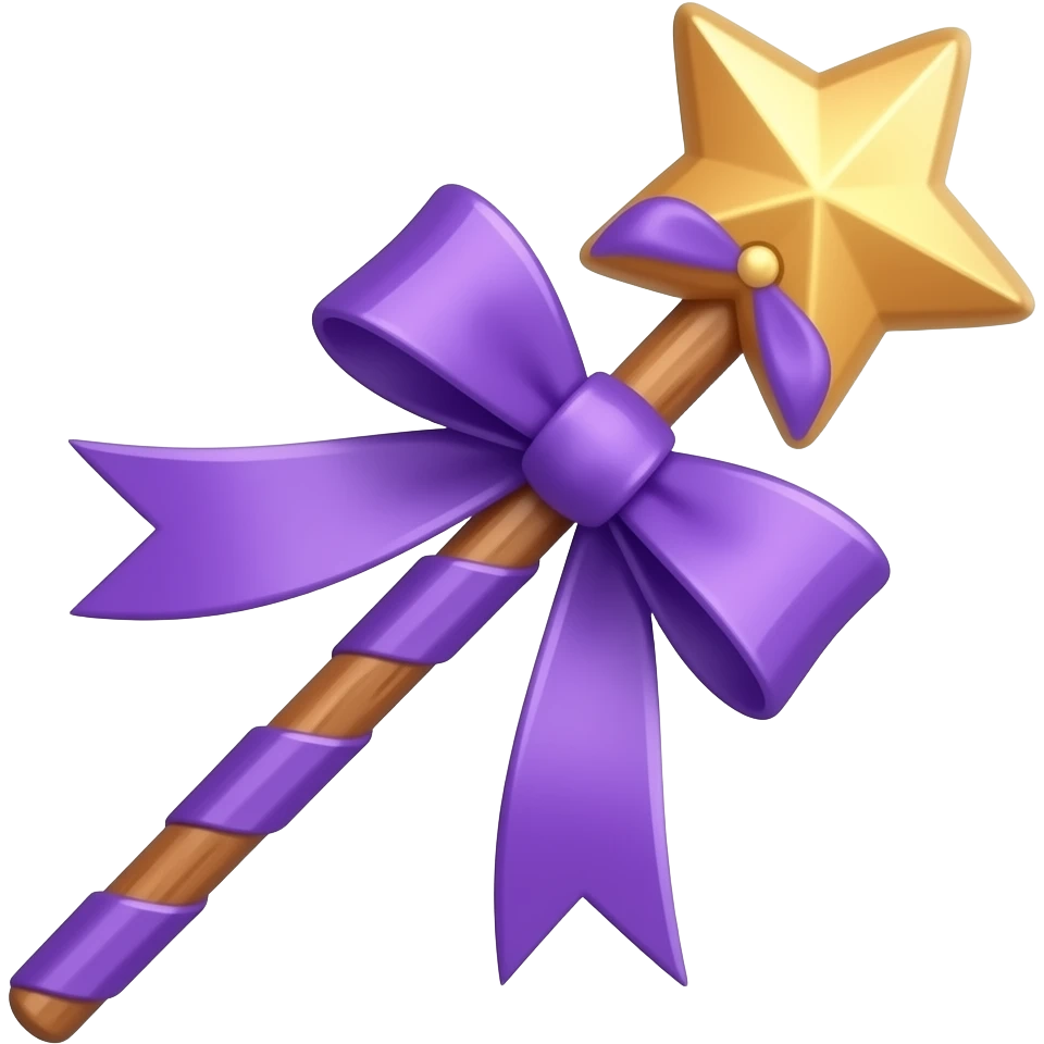 Purple ribboned magic wand emoji