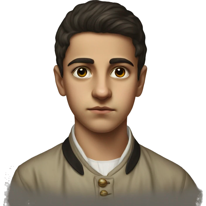 19th century Turkish teenager without a hat photorealistic serious emoji
