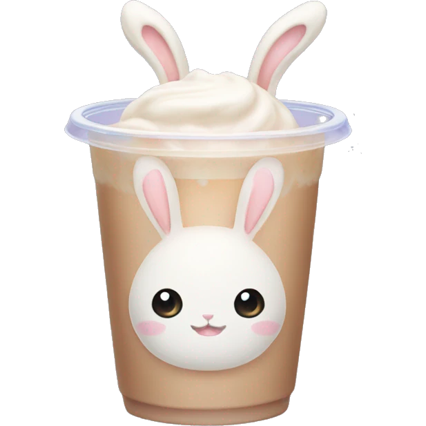 Bunny with bubble milk tea emoji