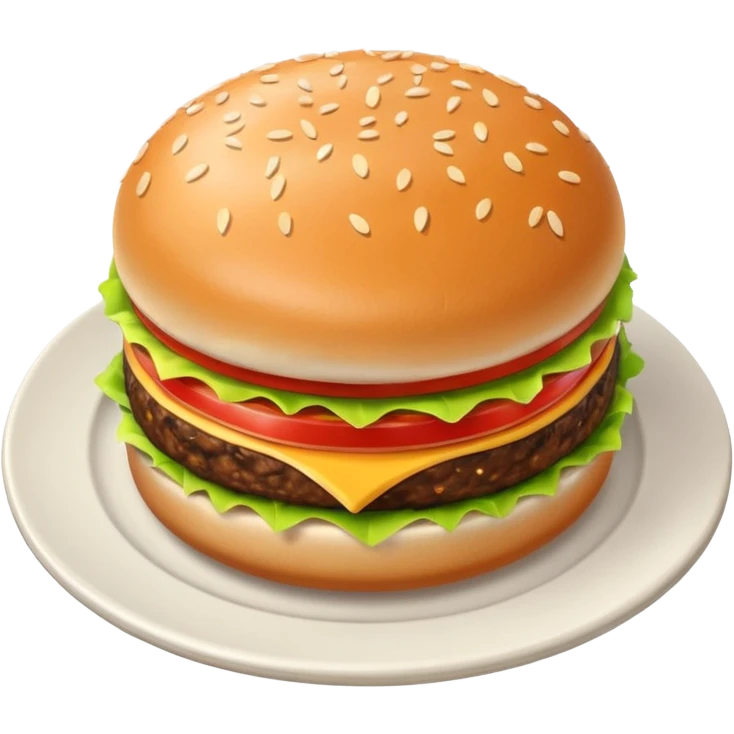 Draw a hamburger on a plate, isometric camera with a High-Angle Shot emoji