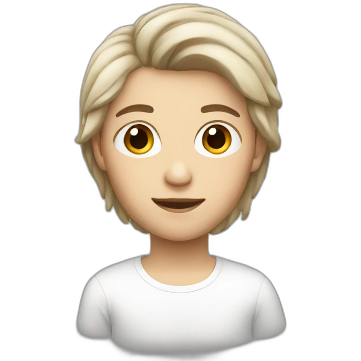 White young hair with brown hair emoji