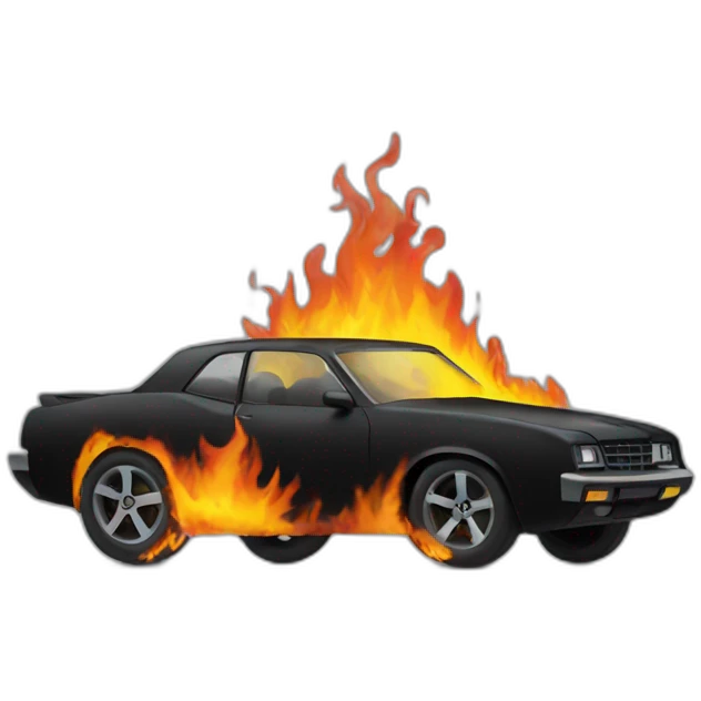 burning black car emoji