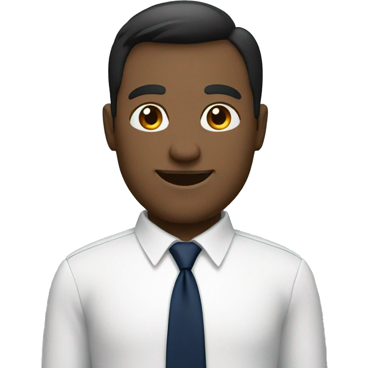 A modern man with glass white shirt and  navy blue tie saying hi emoji