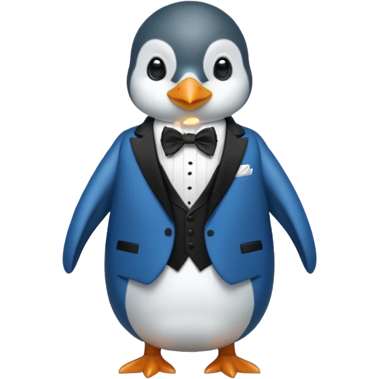 A blue penguin in a tuxedo emoji