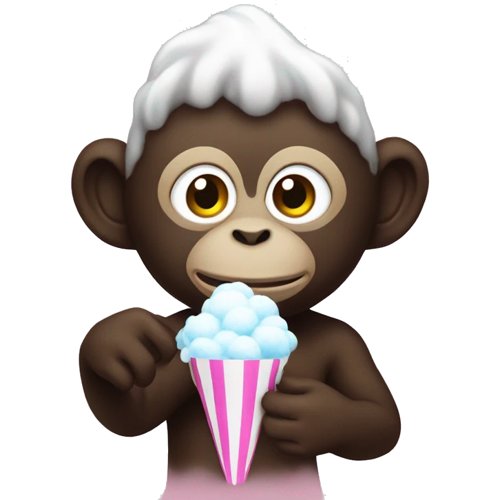 A dark monkey holding white candyfloss  emoji