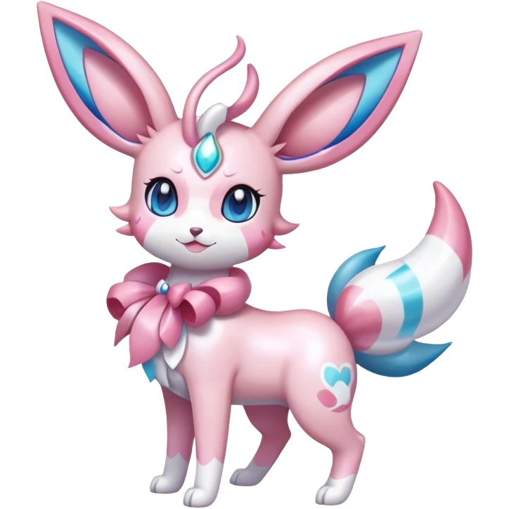 Kawaii Gorgeous Beautiful Shiny Sparkly Sylveon-Pokémon full body emoji