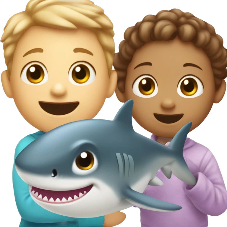 Baby shark with little kids emoji