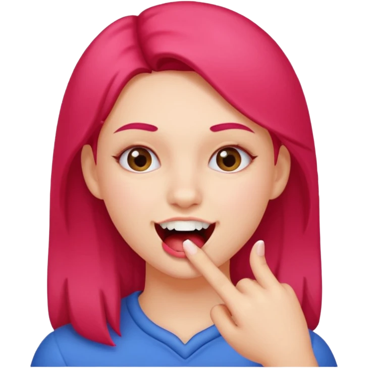 Girl biting finger with teeth only index finger emoji