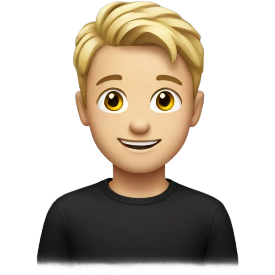 smiling boy in black shirt emoji