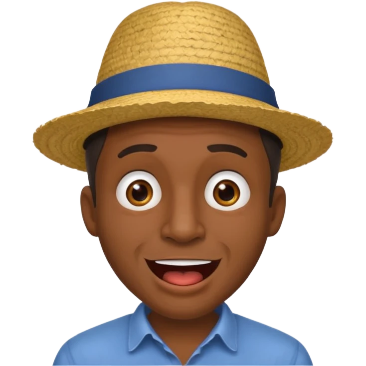 homme créole réunionnais  étonné  bouche ouverte avec chapeau emoji