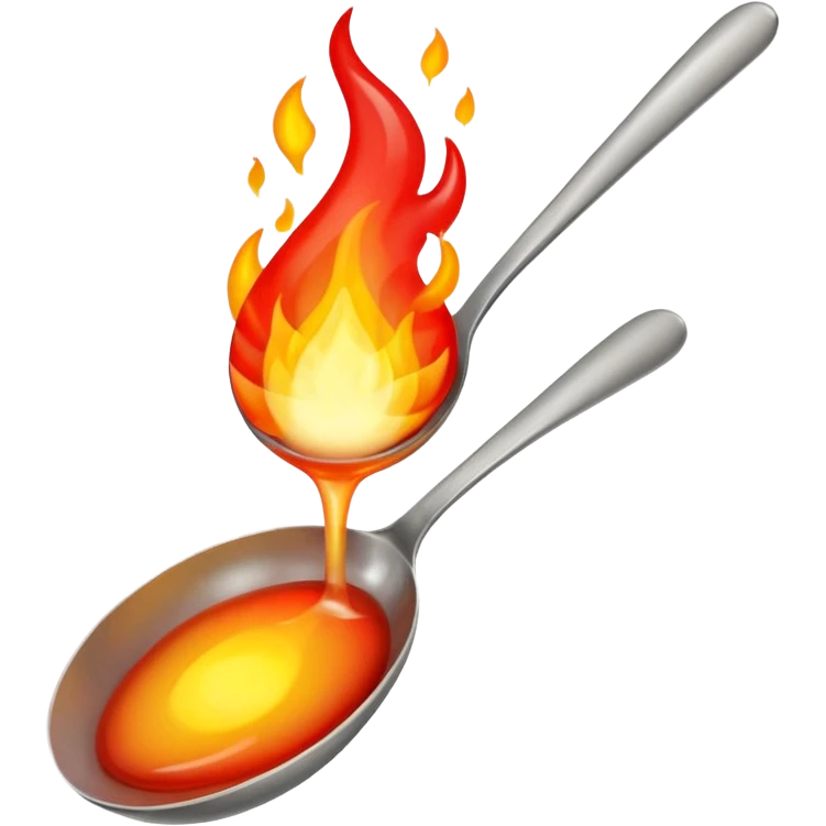 una cuchara grande con fuego emoji