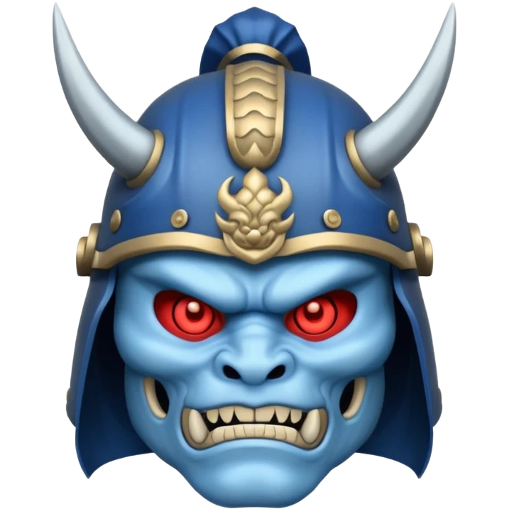 blue oni with samurai helmet face emoji