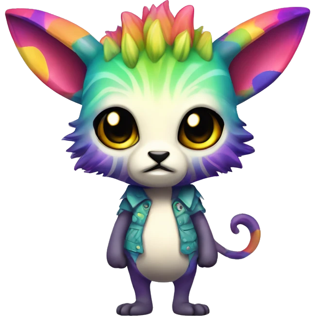 a colorful edgy cute kawaii vernid-fionbri with splash patterns full body emoji