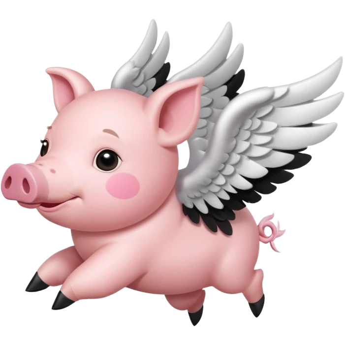 Pigs fly with white wings emoji