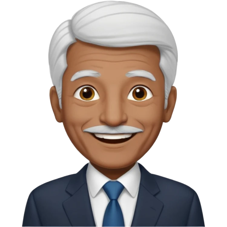 70 yr old man, thin white hair, pakistani, business suit, big smile, dark skin, no facial hair
 emoji