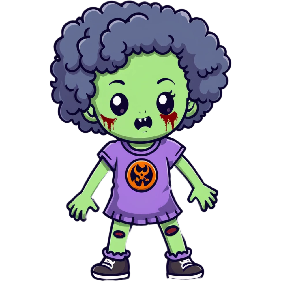 zombie girl with curly hair emoji