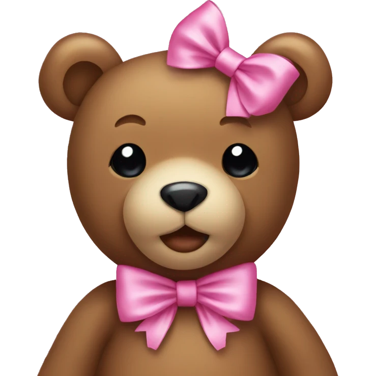 Teddy bear with a cute pink bow emoji
