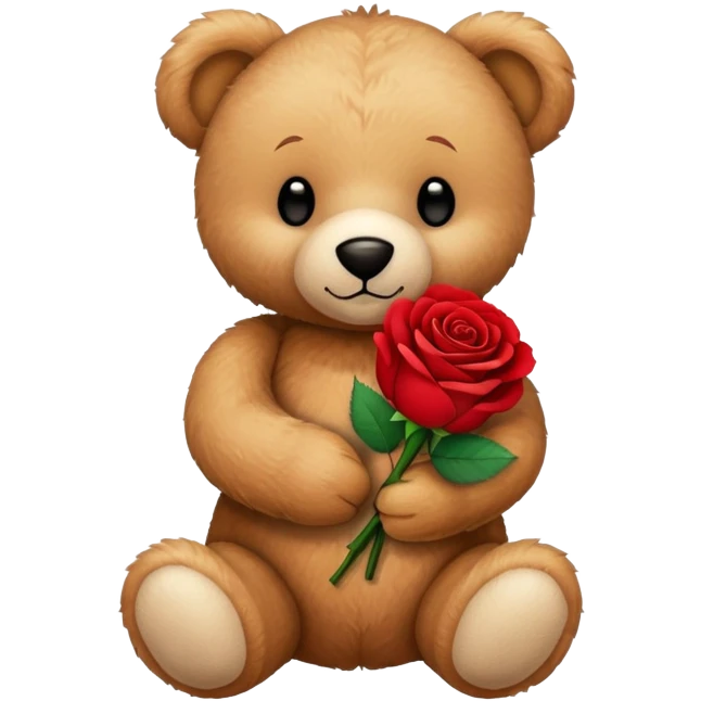 Teddy bear holding a red rose emoji