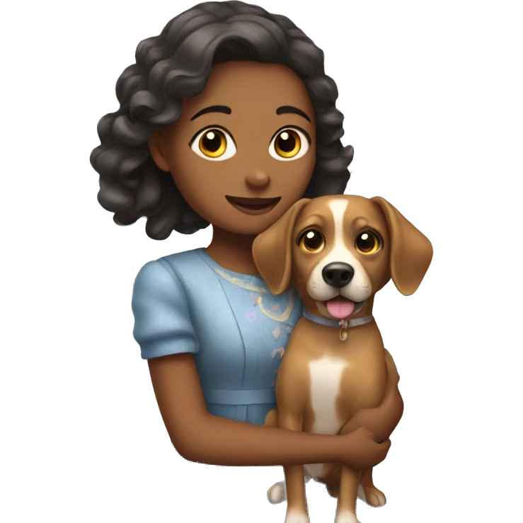 girl with dog in dress emoji