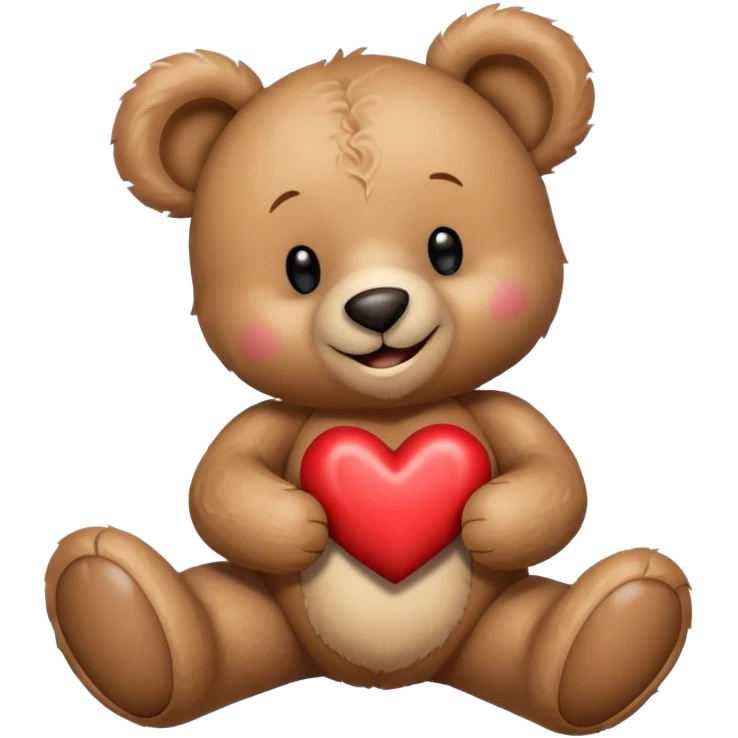 smiling teddy bear holding a heart with the word Bästa on it emoji