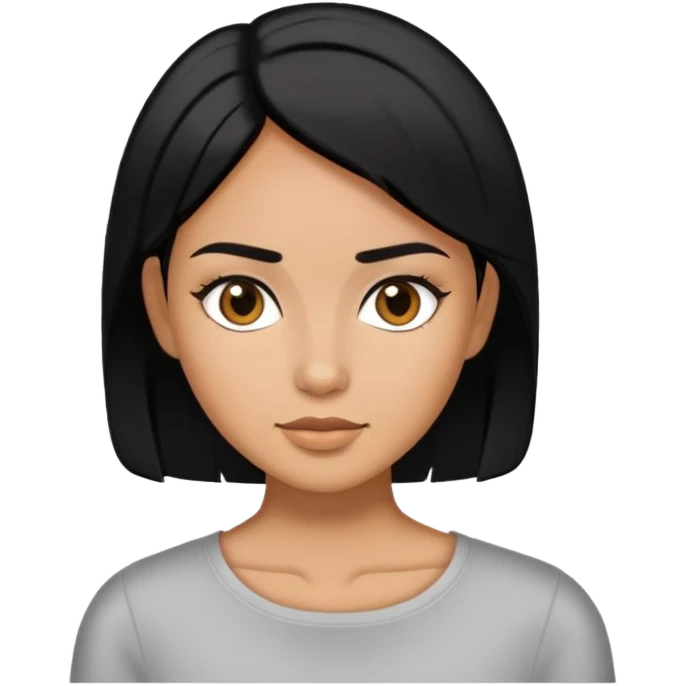 Woman with tan skin and short black hair with a middle part emoji