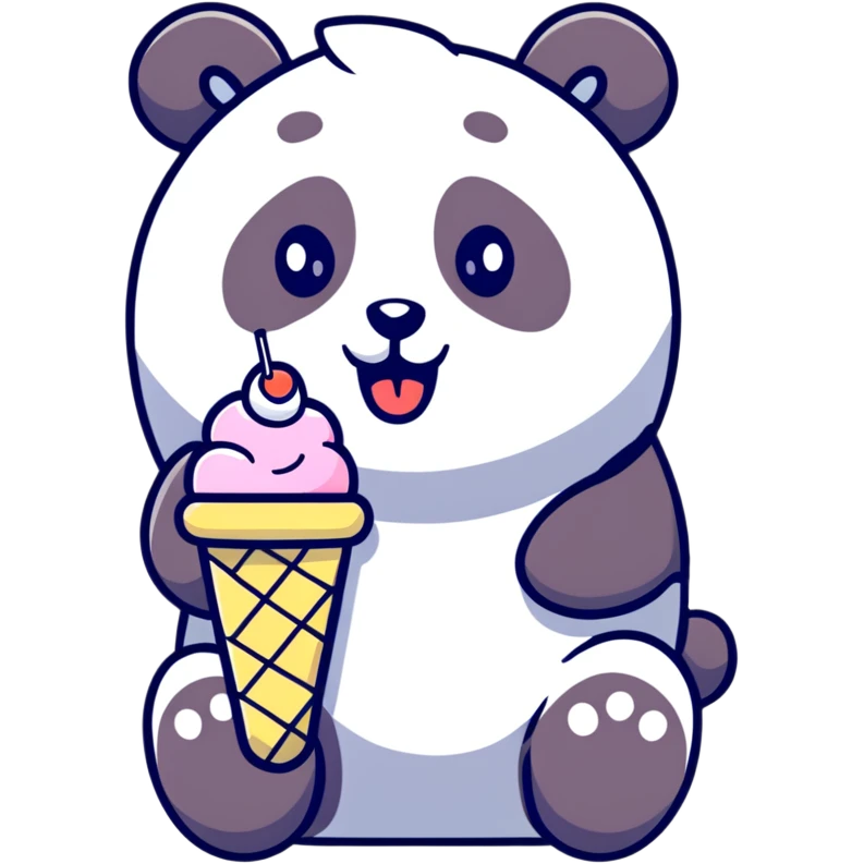 Panda eating ice cream emoji