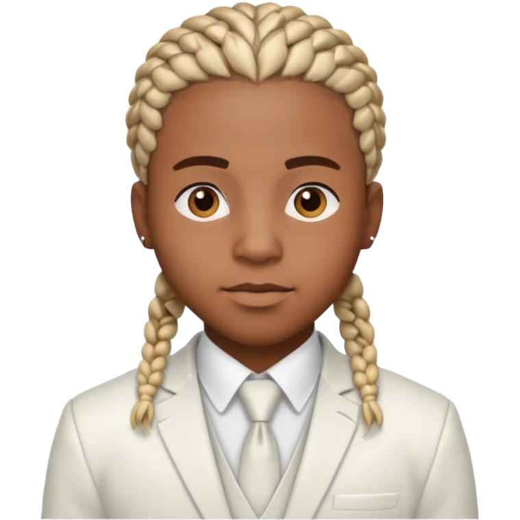 a young black guy with cornrow braids wearing a full white suit emoji