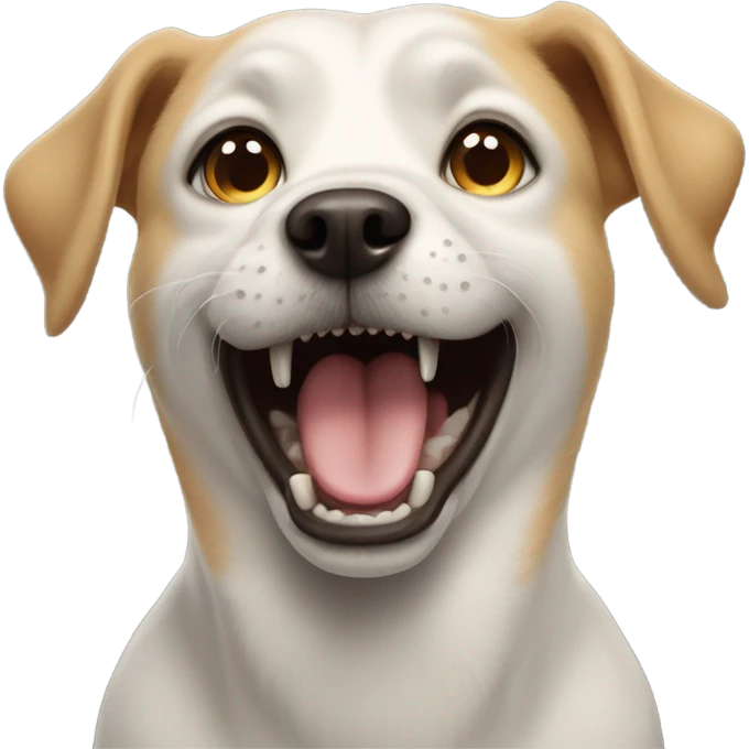 Dog barking at something with sound waves emoji