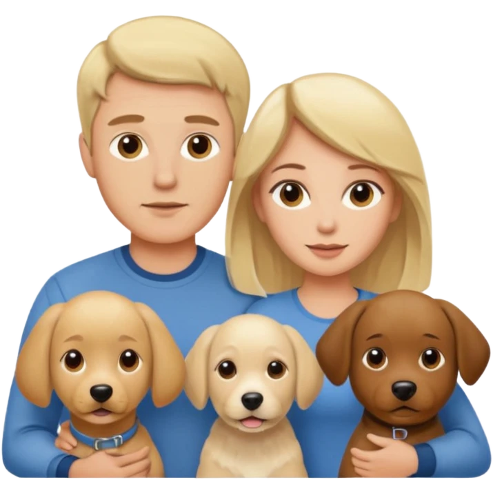 Blonde man with brunette woman and beige dog emoji
