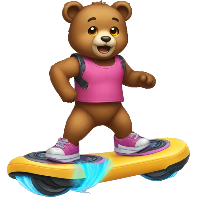 an emoji bear on hoverboard emoji