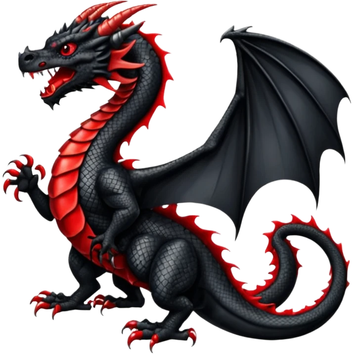 black Welsh dragon with forked tongue, heraldic style emoji
