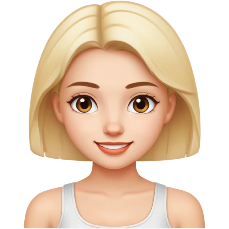 girl with a white crop top, little smile emoji