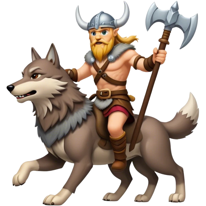 Viking Warrior Riding A Wolf  emoji
