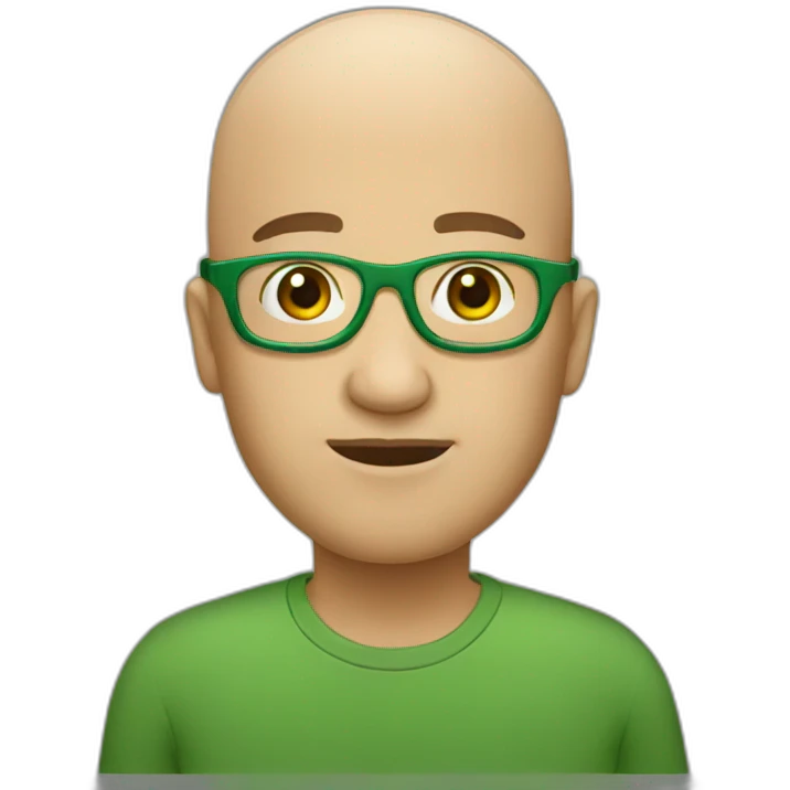 Bald-green-glasses emoji