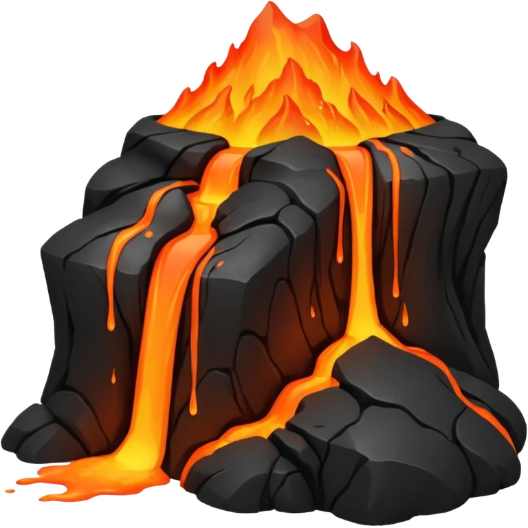 A lava flow spilling slowly over blackened rocks. emoji