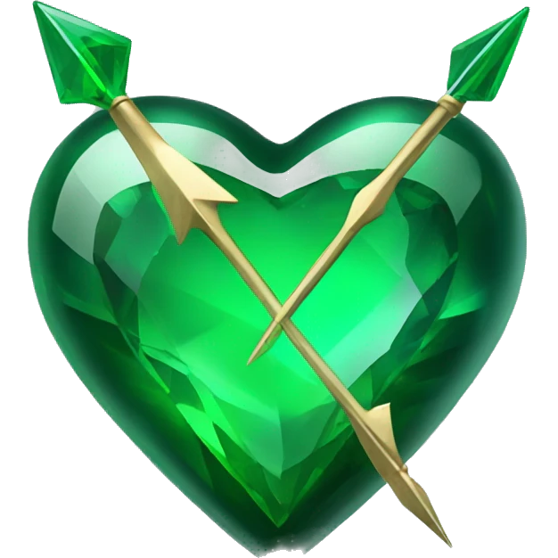 heart pierced emerald green with an arrow, glass effect emoji